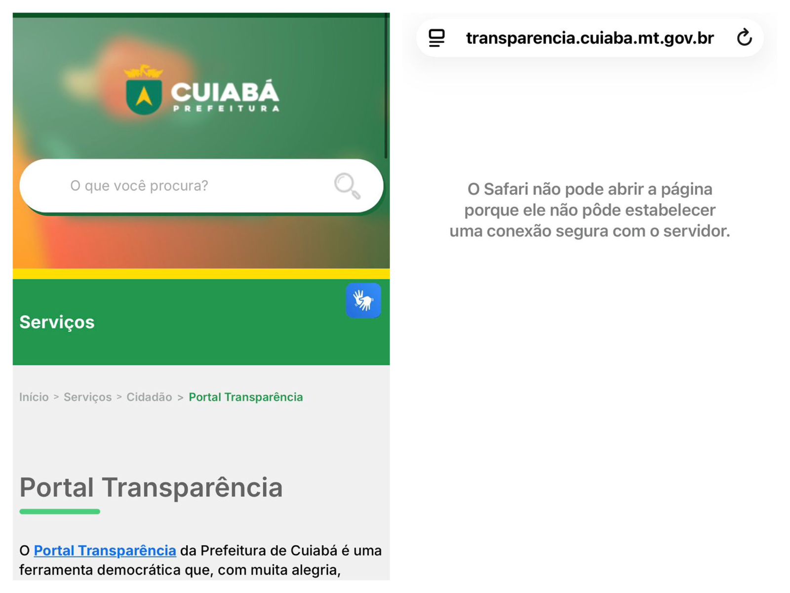 Cidadão às cegas: Portal da Transparência de Cuiabá fica constantemente fora do ar e gera revolta