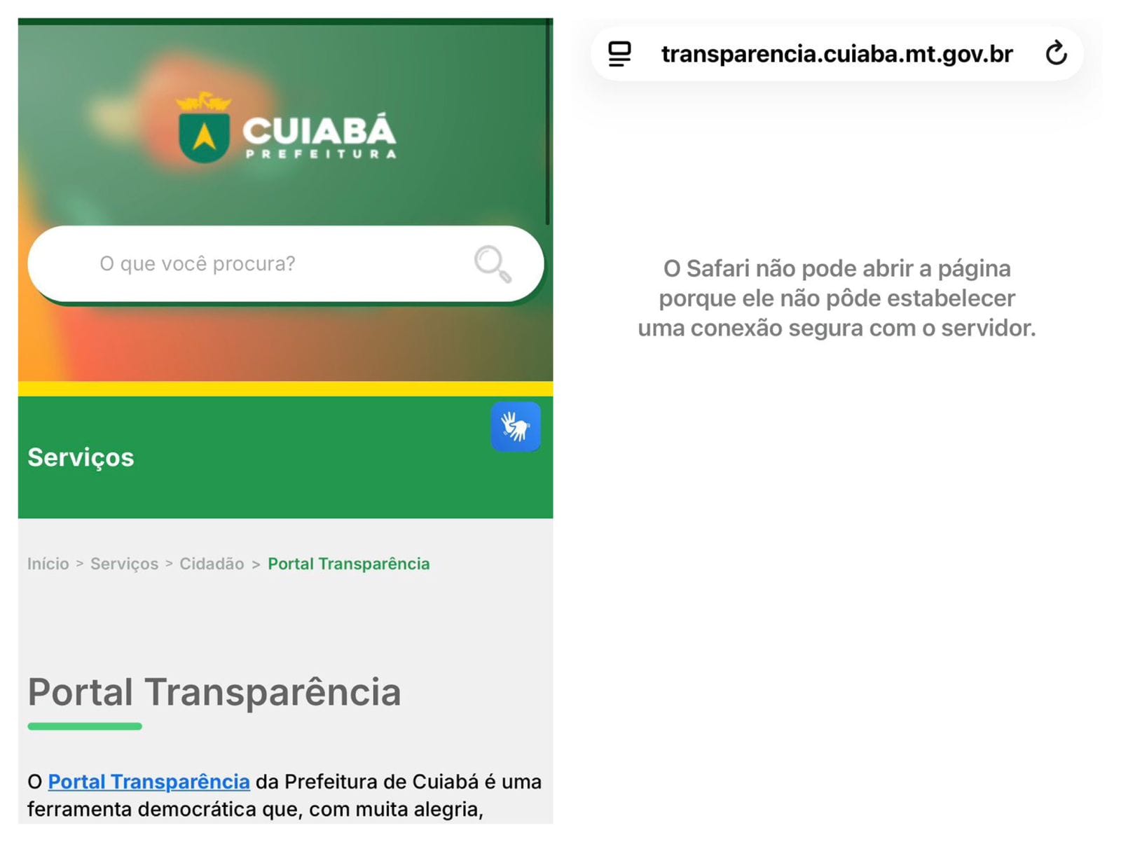 Cidadão às cegas: Portal da Transparência de Cuiabá fica constantemente fora do ar e gera revolta