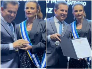 Mauro Mendes homenageia a própria esposa em evento privado e esvazia caráter institucional de honraria pública